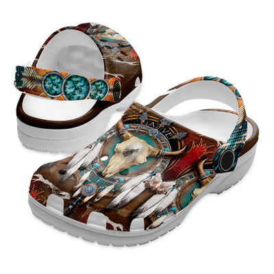 Fleece Unisex Buffalo Pattern Clog Shoes For Women and Men Native American Style