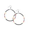 SALE 30% OFF - Black Round Pattern Beaded Handmade Hoop Earrings For Women