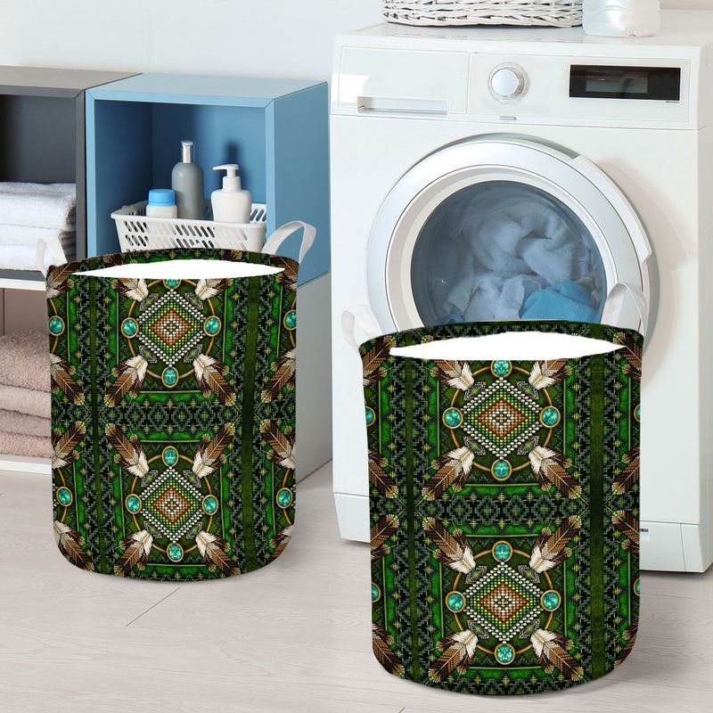 Native Green Pattern Laundry Basket WCS