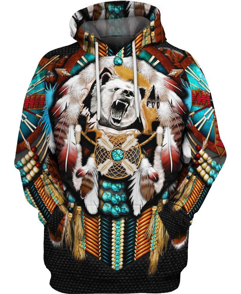 Native Bear Motifs 3D Hoodie - Native American Pride Shop