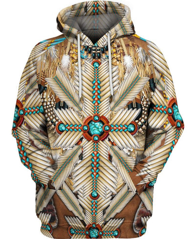 Brown White Bead Feather - Welcome Native Spirit