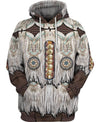 White Brown Printed Fringe Pattern 3D Hoodie - Native American Pride Shop