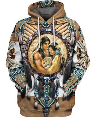 Feather Native Motifs 3D Hoodie - Native American Pride Shop