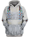 Blue & White Pattern 3D Hoodie - Native American Pride Shop