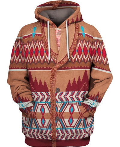 Brown Pattern 3D Hoodie - Native American Pride Shop