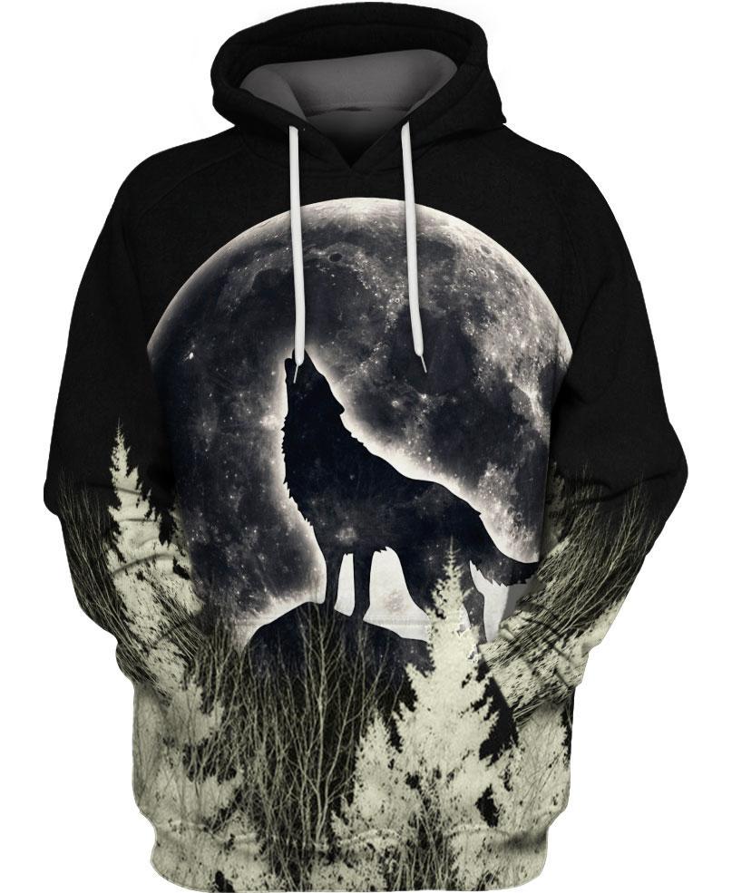 Black Wolf Moon 3D Hoodie - Native American Pride Shop