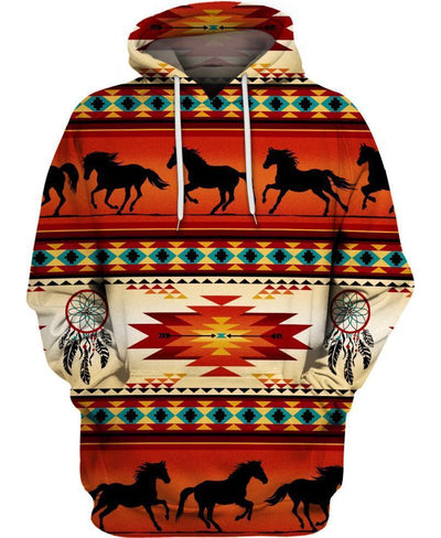 Native Horse Pattern 3D Hoodie - Native American Pride Shop