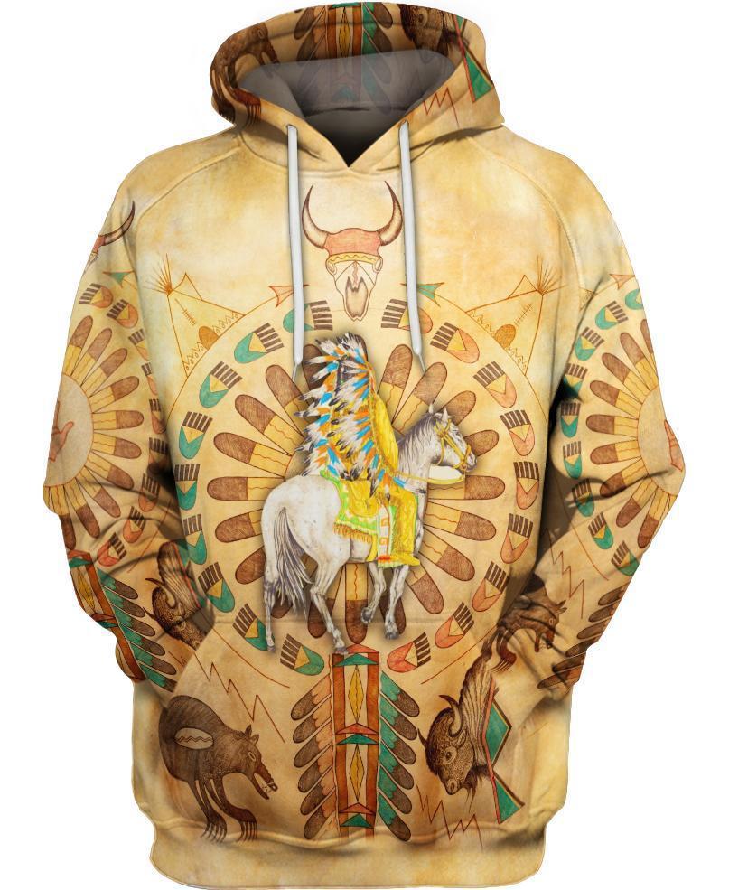 Yellow Native Horse 3D Hoodie - Native American Pride Shop