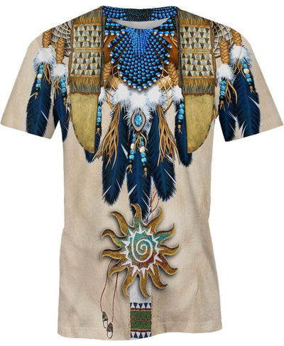 Blue Feather Pattern 3D Hoodie - Native American Pride Shop