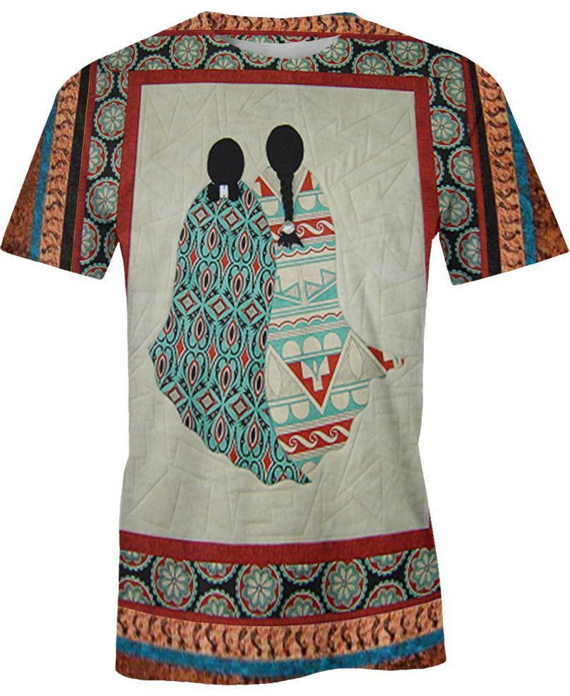 Two Girls Motifs 3D Hoodie - Native American Pride Shop