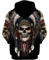 Native American Skull 3D Hoodie - Native American Pride Shop