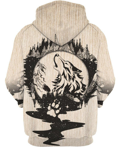 Round Nature Wolf 3D Hoodie - Native American Pride Shop