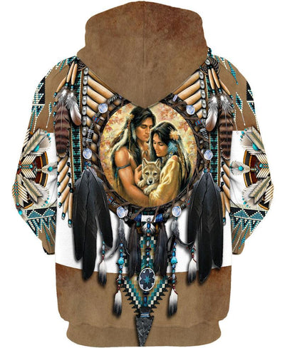 Feather Native Motifs 3D Hoodie - Native American Pride Shop