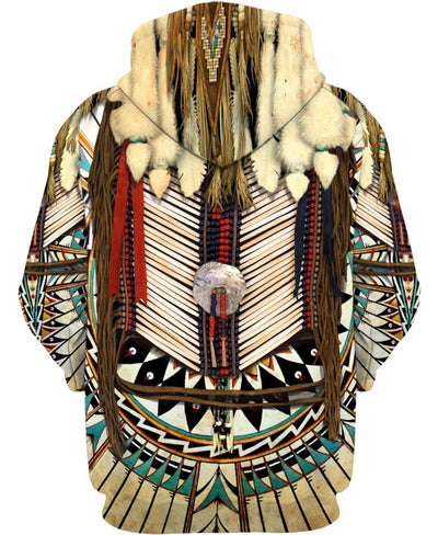 White Bead Pattern 3D Hoodie - Native American Pride Shop