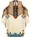 White Bead Native Chief 3D Hoodie - Native American Pride Shop