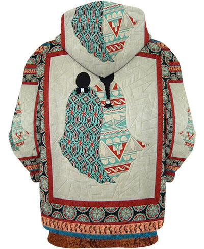 Two Girls Motifs 3D Hoodie - Native American Pride Shop