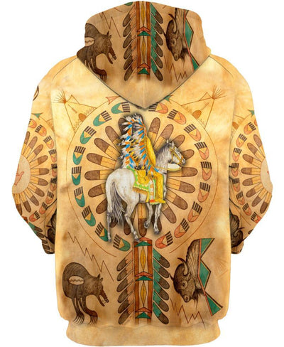 Yellow Native Horse 3D Hoodie - Native American Pride Shop