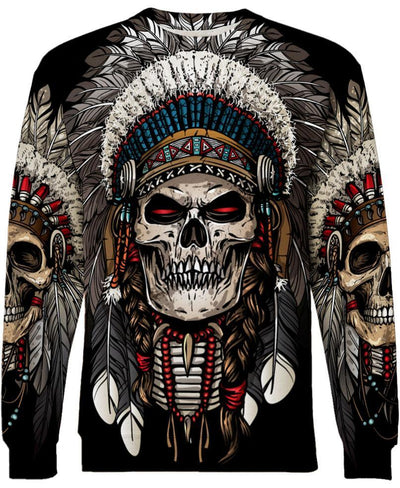 Native American Skull 3D Hoodie - Native American Pride Shop