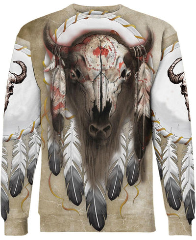 Native Buffalo Skull 3D Hoodie - Native American Pride Shop