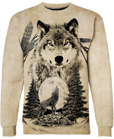 Old Native Wolf 3D Hoodie - Native American Pride Shop