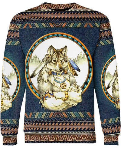 Blue Wolf Man 3D Hoodie - Native American Pride Shop