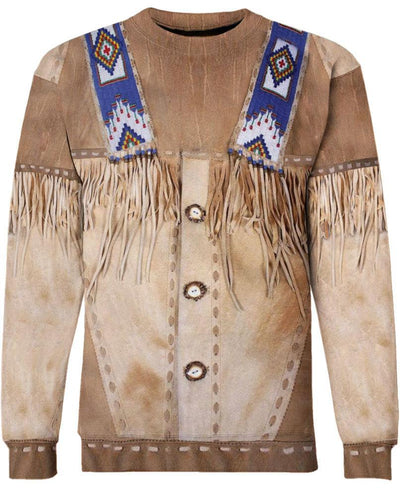 Native Buckskin Beaded 3D Hoodie - Native American Pride Shop