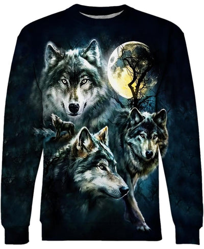 Wolf Night Moon 3D Hoodie - Native American Pride Shop