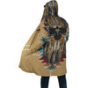 Native Eagle Pattern Horn Button Long Fleece Windbreaker WCS