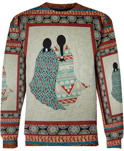 Two Girls Motifs 3D Hoodie - Native American Pride Shop