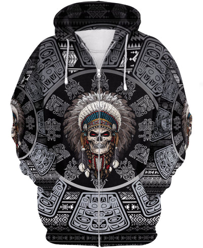 Skull Chief Pattern Native American All Over Printed Shirt WCS