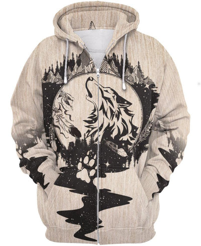 Round Nature Wolf 3D Hoodie - Native American Pride Shop