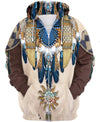 Blue Feather Pattern 3D Hoodie - Native American Pride Shop