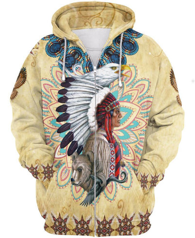 Native Yellow Pattern 3D Hoodie - Native American Pride Shop