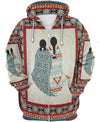 Two Girls Motifs 3D Hoodie - Native American Pride Shop