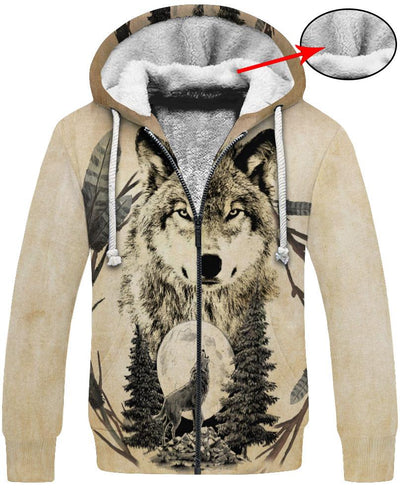 Old Native Wolf 3D Hoodie - Native American Pride Shop