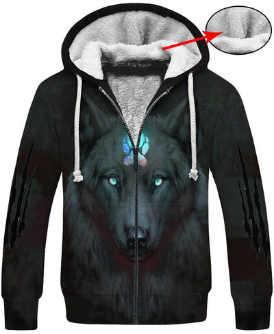 Black Wolf Blue Claw 3D Hoodie - Native American Pride Shop