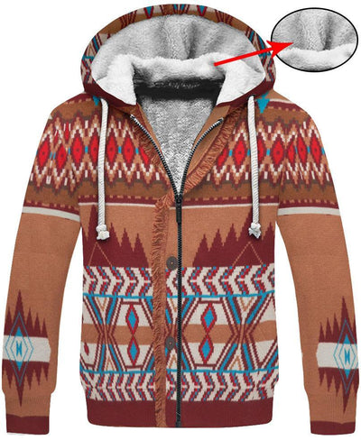 Brown Pattern 3D Hoodie - Native American Pride Shop