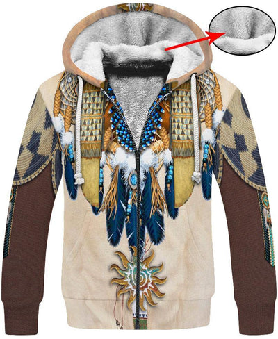 Blue Feather Pattern 3D Hoodie - Native American Pride Shop