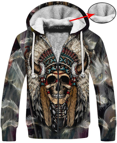 Unique Native Skull 3D Hoodie - Native American Pride Shop