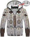 White Brown Printed Fringe Pattern 3D Hoodie - Native American Pride Shop