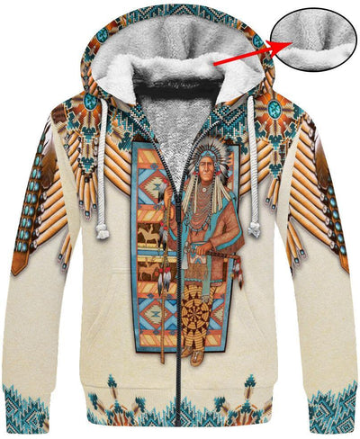 White Bead Native Chief 3D Hoodie - Native American Pride Shop