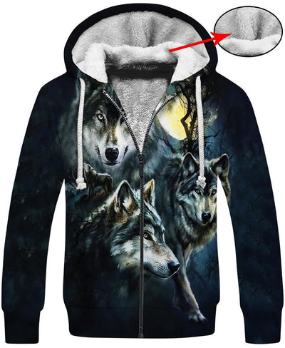 Wolf Night Moon 3D Hoodie - Native American Pride Shop