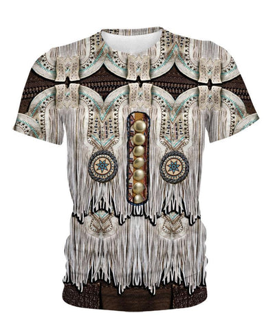 White Brown Printed Fringe Pattern 3D Hoodie - Native American Pride Shop