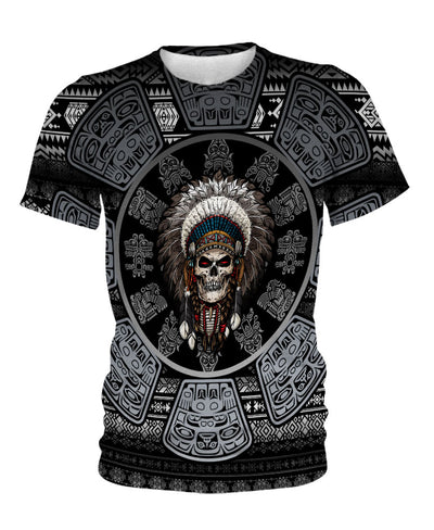 Skull Chief Pattern Native American All Over Printed Shirt WCS