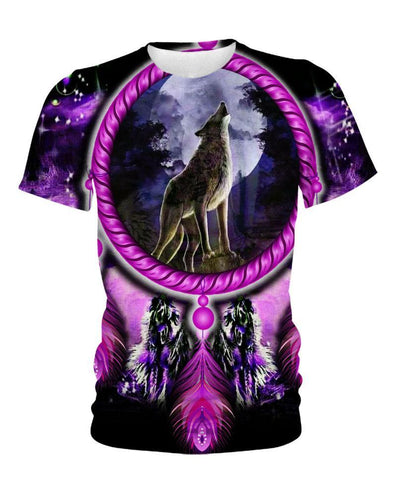 Native Wolf Violet 3D Hoodie - Native American Pride Shop