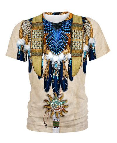 Blue Feather Pattern 3D Hoodie - Native American Pride Shop