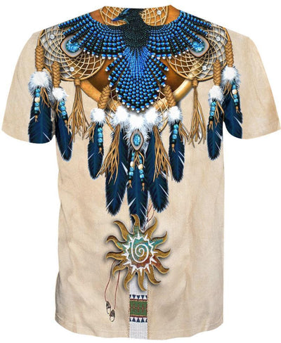 Blue Feather Pattern 3D Hoodie - Native American Pride Shop