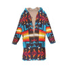 Native American Culture Pattern Horn Button Long Fleece Windbreaker WCS