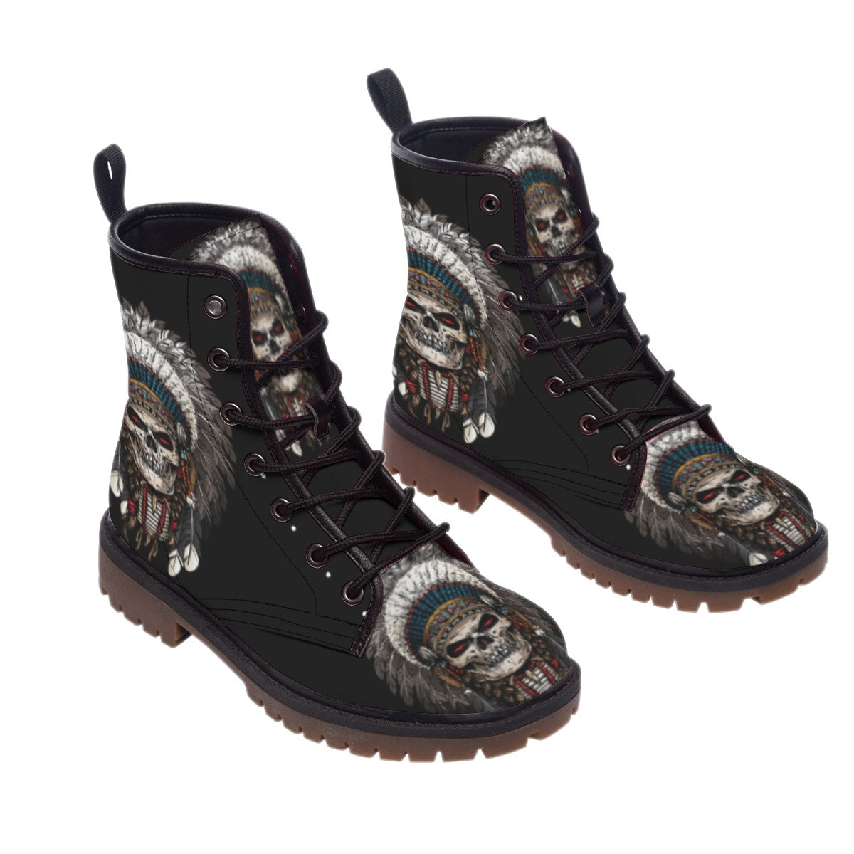 Skull Native Leather Martin Short Boots WCS