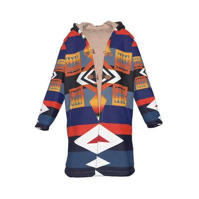 Native American Shape Horn Button Long Fleece Windbreaker WCS